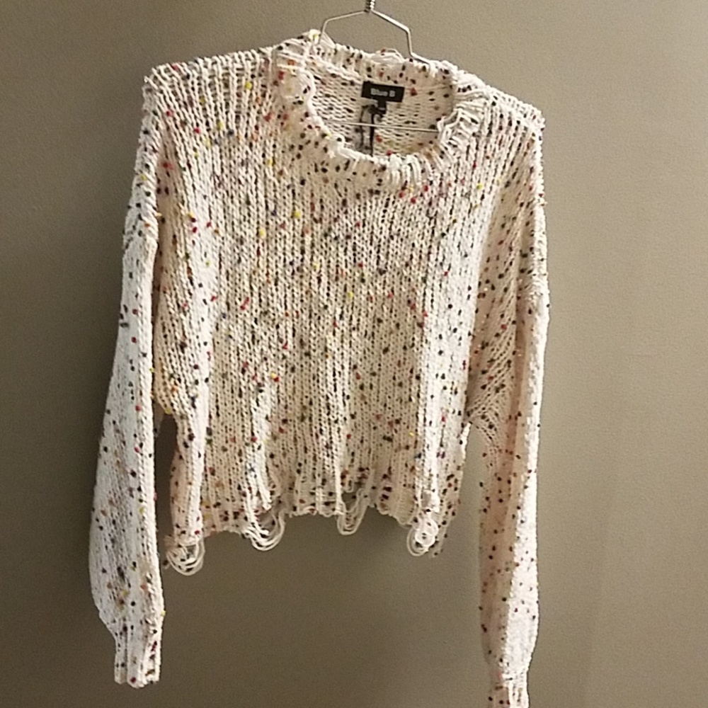 Blue B confetti sweater